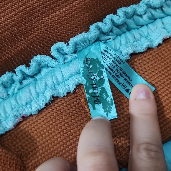 Mint Green Floral Sheer Belted Skirt - Picture 7 of 8